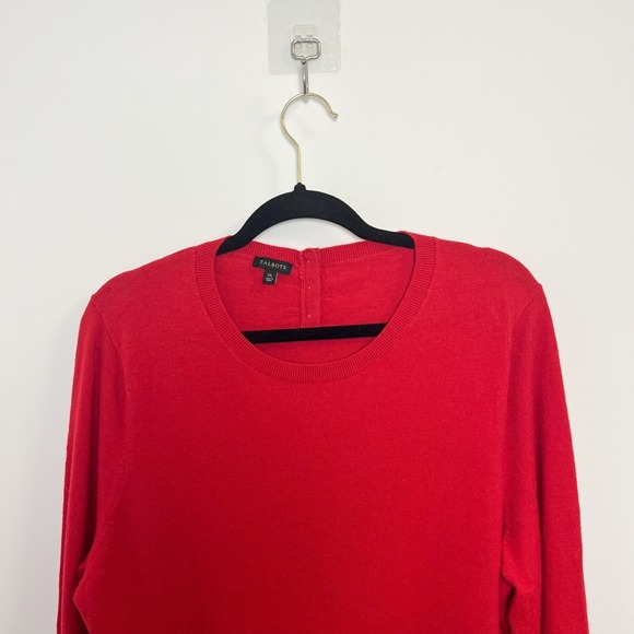 Talbots Red Crew Neck Long Sleeve Knit Sweater with Button Details‎ Size XL - Picture 6 of 10